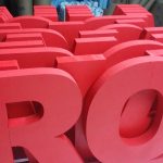 litere volumetrice polistiren, vopsite rosu